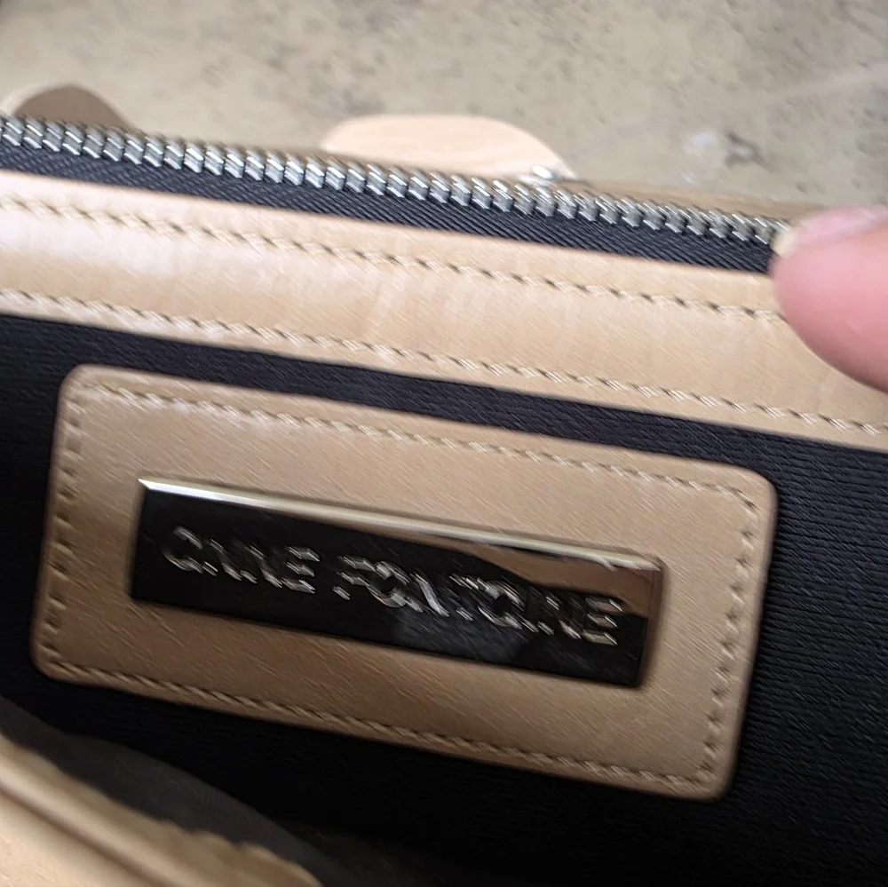 Anne Fontaine Crossbody Tan Leather Floral Small Crossbody Chain Strap
